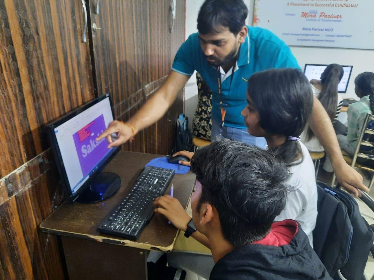 Computer Practical Session at Rajiv Nagar Skills Training Center